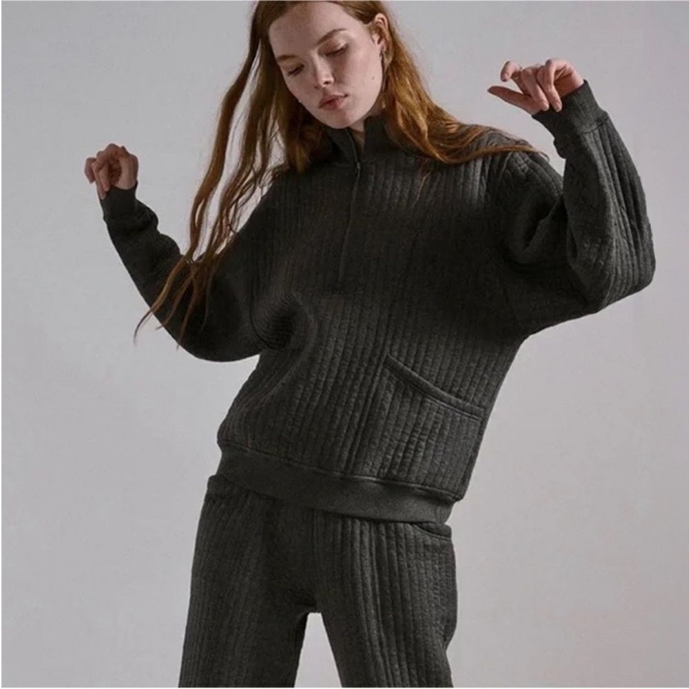 Lunya Restore Double Knit Half Zip Pullover XS/S Mercurial Grey Heather NWT $228 - Picture 2 of 7